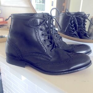 H Hudson black wingtip boots